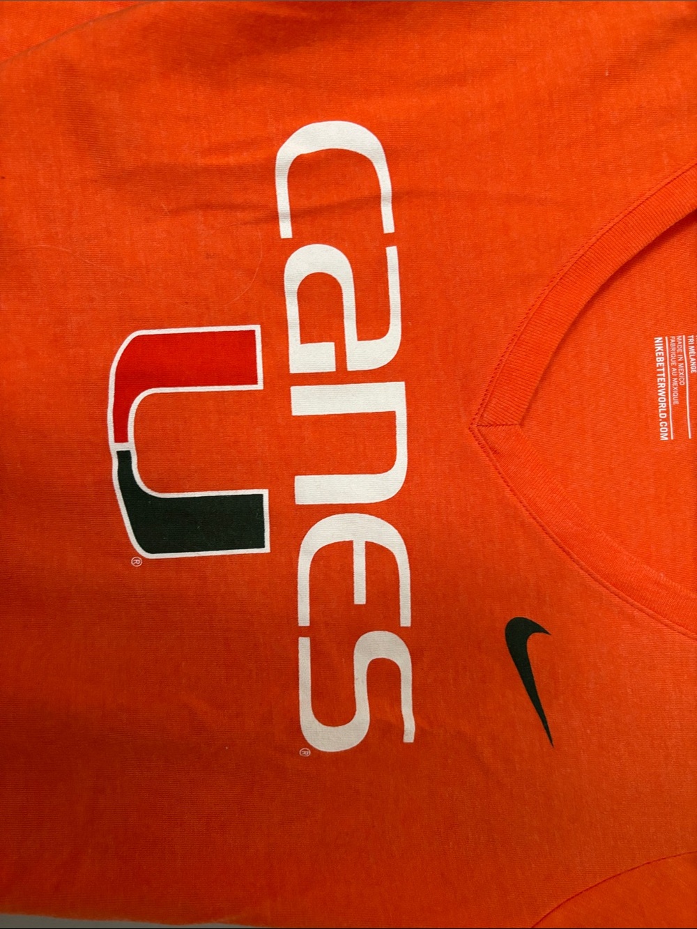 Nike Women’s Orange Canes V-Neck Tee - Picture 2 of 4